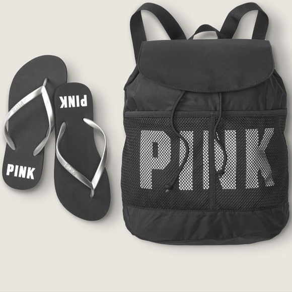 PINK Victoria's Secret Accessories - Pink Victoria Secret Backpack & Flip-Flops